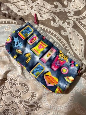 Lesportsac Navy Snack-Print Kids Pouch with Neon Accents